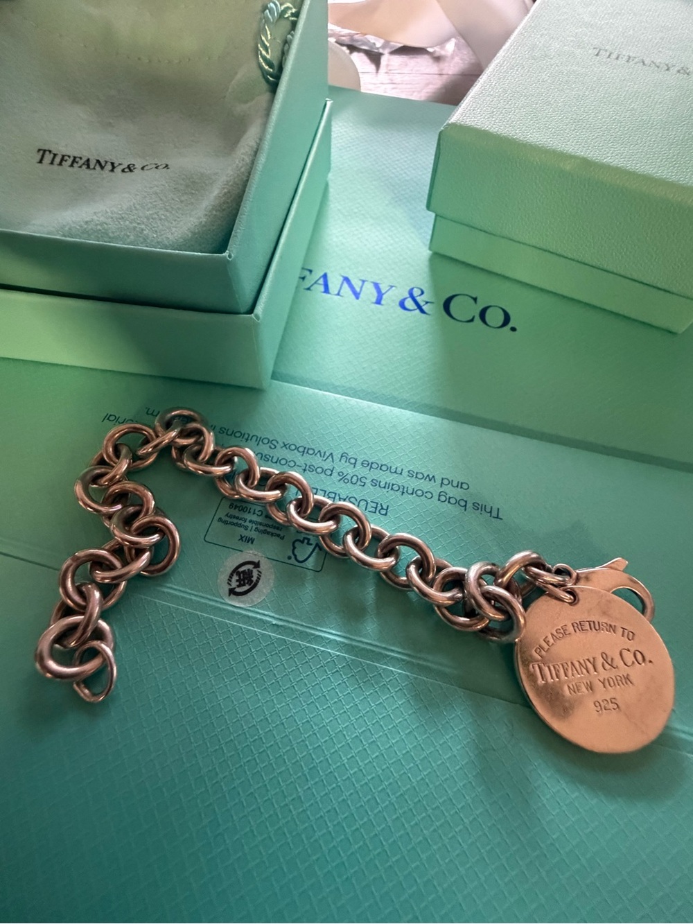 Tiffany & Co. Silver round RTT charm bracelet - Picture 2 of 6